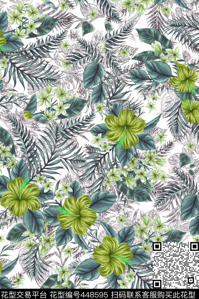 欧式夏威夷花花卉数码印花华亿平台下载（图片编号: 448595） - 瓦栏（Walan）