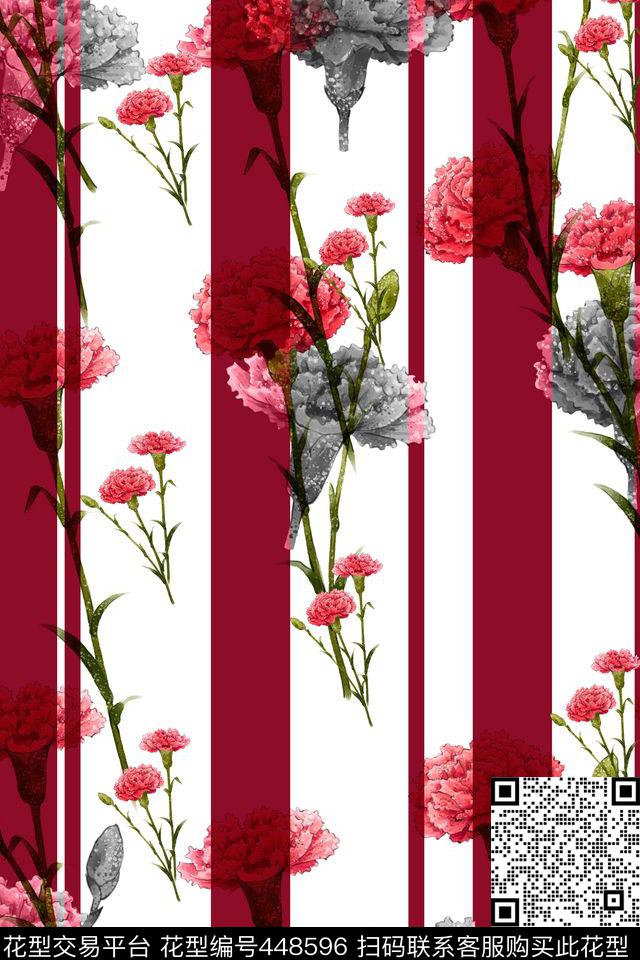 条纹花隐数码印花华亿平台下载（图片编号: 448596） - 瓦栏（Walan）