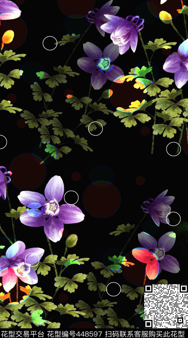 花复古亮数码印花华亿平台下载（图片编号: 448597） - 瓦栏（Walan）