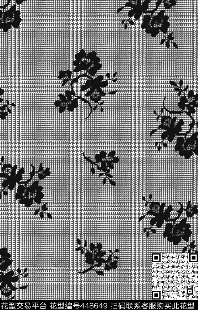 千鸟格图案花卉图案印花图案传统印花华亿平台下载（图片编号: 448649） - 瓦栏（Walan）