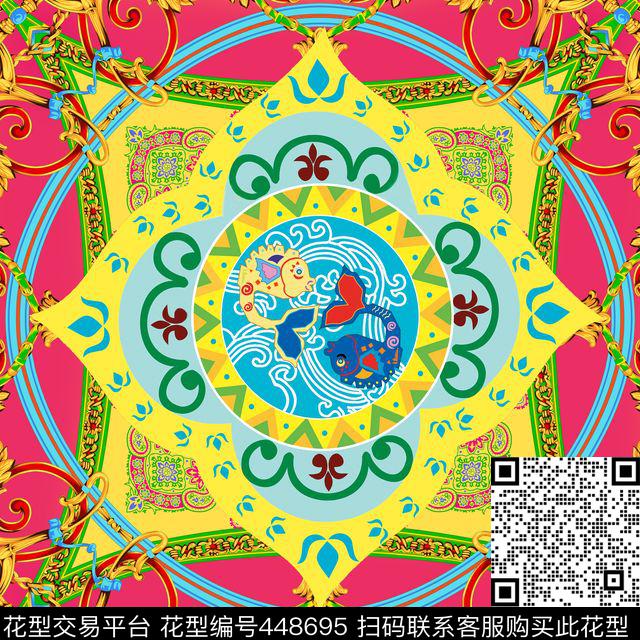 欧式水纹鱼数码印花华亿平台下载（图片编号: 448695） - 瓦栏（Walan）