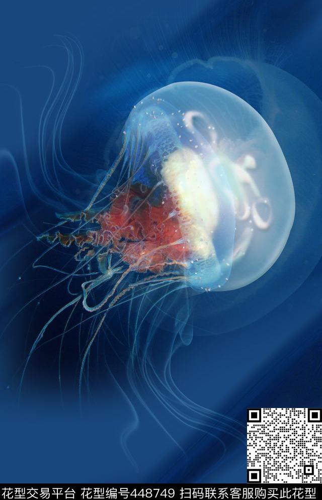 L.D~动物潮牌水母数码印花华亿平台下载（图片编号: 448749） - 瓦栏（Walan）