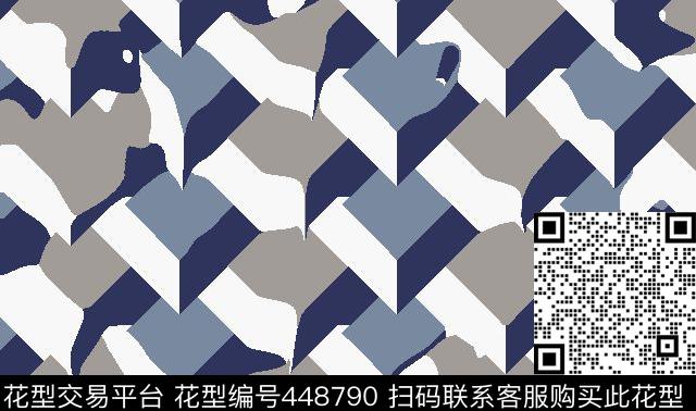 男装花几何方块碎乱块传统印花华亿平台下载（图片编号: 448790） - 瓦栏（Walan）