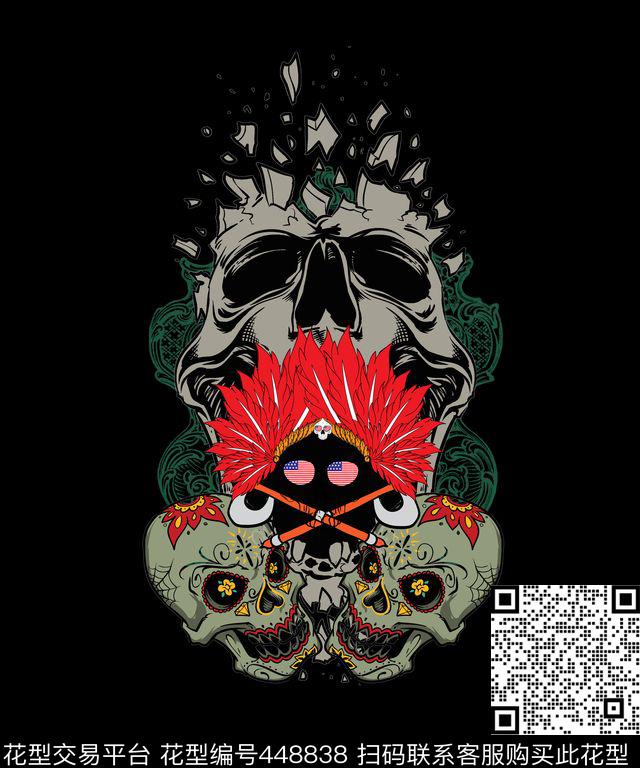 大牌骷髅头时尚数码印花华亿平台下载（图片编号: 448838） - 瓦栏（Walan）