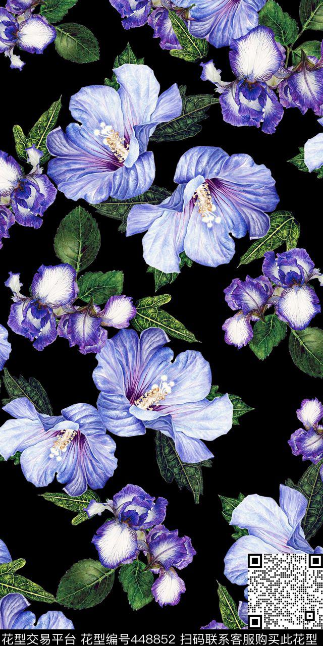 清爽罂粟花时尚流行花卉数码印花华亿平台下载（图片编号: 448852） - 瓦栏（Walan）