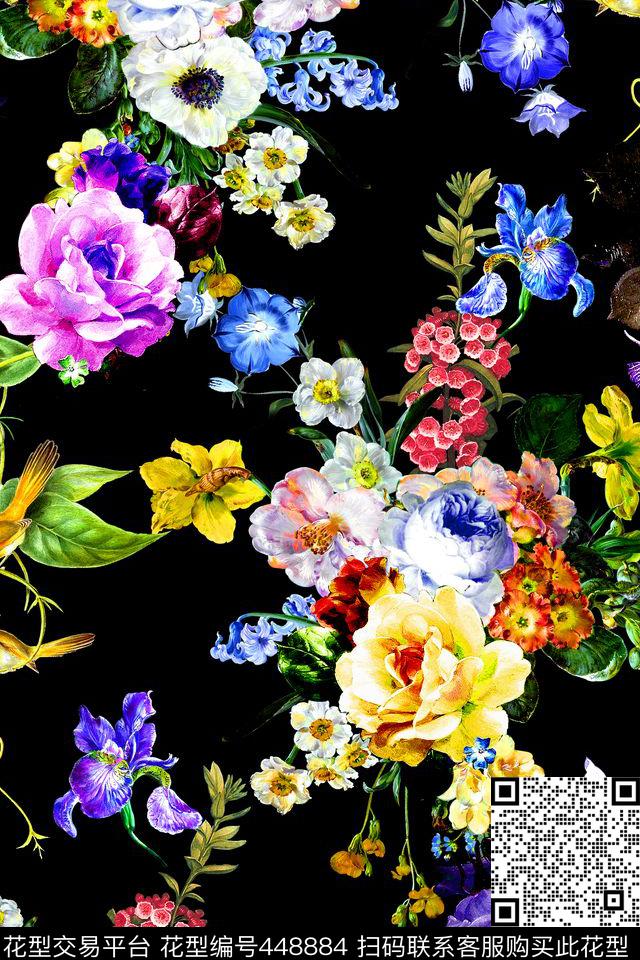 时尚油画花卉花卉数码印花华亿平台下载（图片编号: 448884） - 瓦栏（Walan）