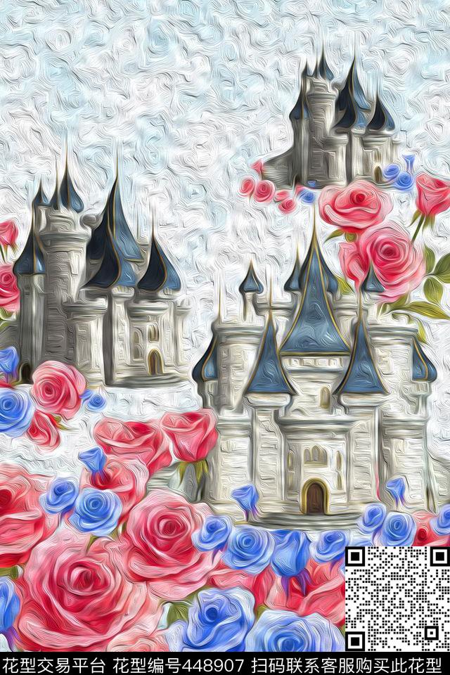 城堡花丝巾数码印花华亿平台下载（图片编号: 448907） - 瓦栏（Walan）