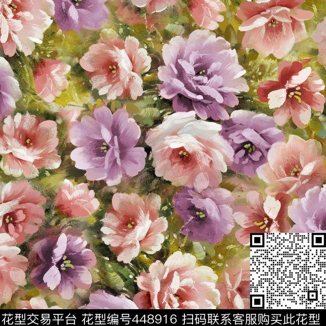 服装油画花卉数码印花华亿平台下载（图片编号: 448916） - 瓦栏（Walan）