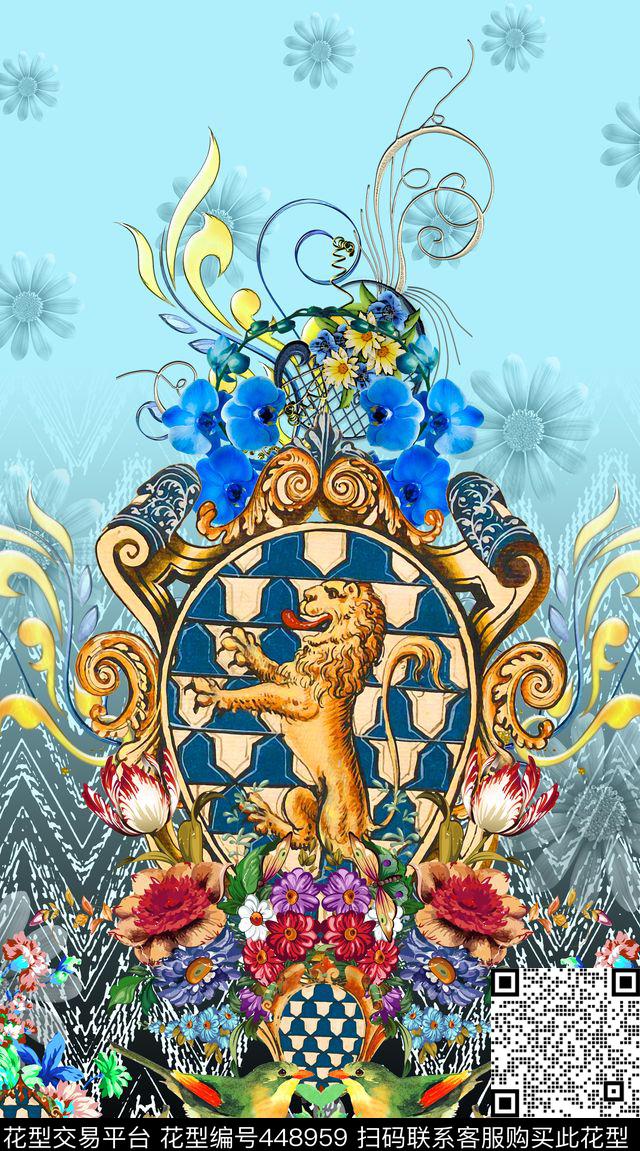 定位花卉徽章数码印花华亿平台下载（图片编号: 448959） - 瓦栏（Walan）