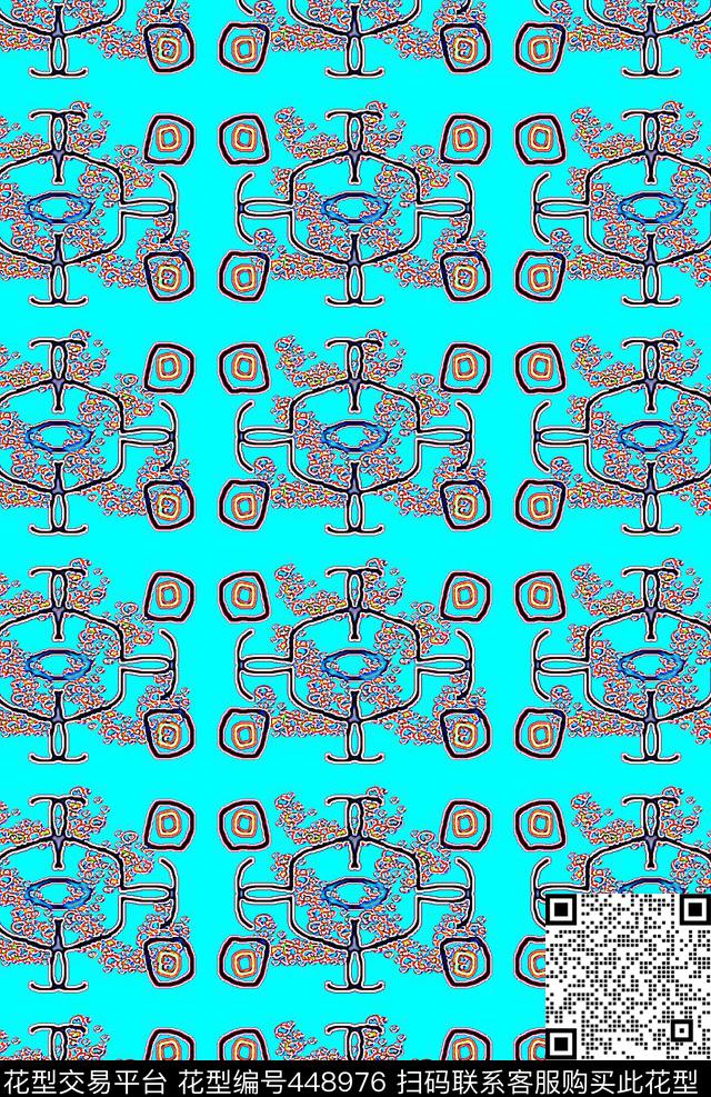 抽象手绘涂鸦图案多色数码印花华亿平台下载（图片编号: 448976） - 瓦栏（Walan）