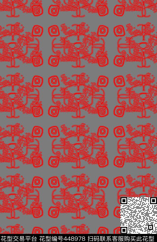 抽象手绘涂鸦图案多色数码印花华亿平台下载（图片编号: 448978） - 瓦栏（Walan）