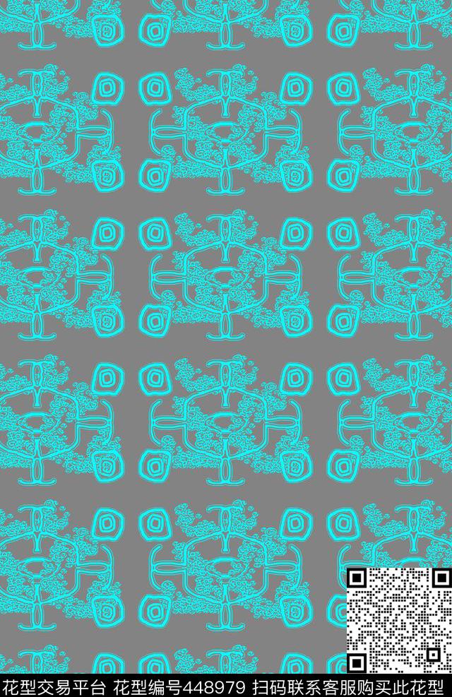 抽象手绘涂鸦图案多色数码印花华亿平台下载（图片编号: 448979） - 瓦栏（Walan）