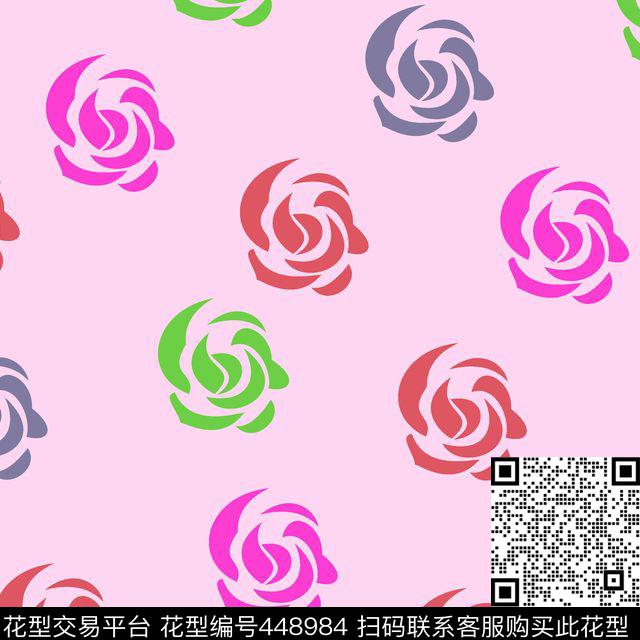 服装玫瑰时尚传统印花华亿平台下载（图片编号: 448984） - 瓦栏（Walan）