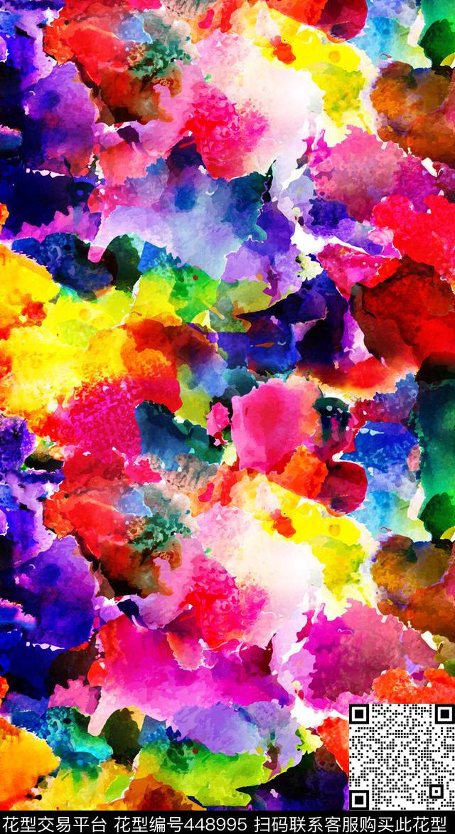水彩机理涂鸦现代数码印花华亿平台下载（图片编号: 448995） - 瓦栏（Walan）