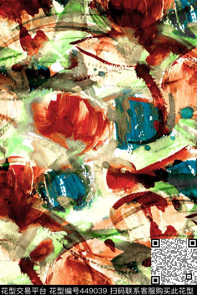 抽象手绘纹理数码印花华亿平台下载（图片编号: 449039） - 瓦栏（Walan）