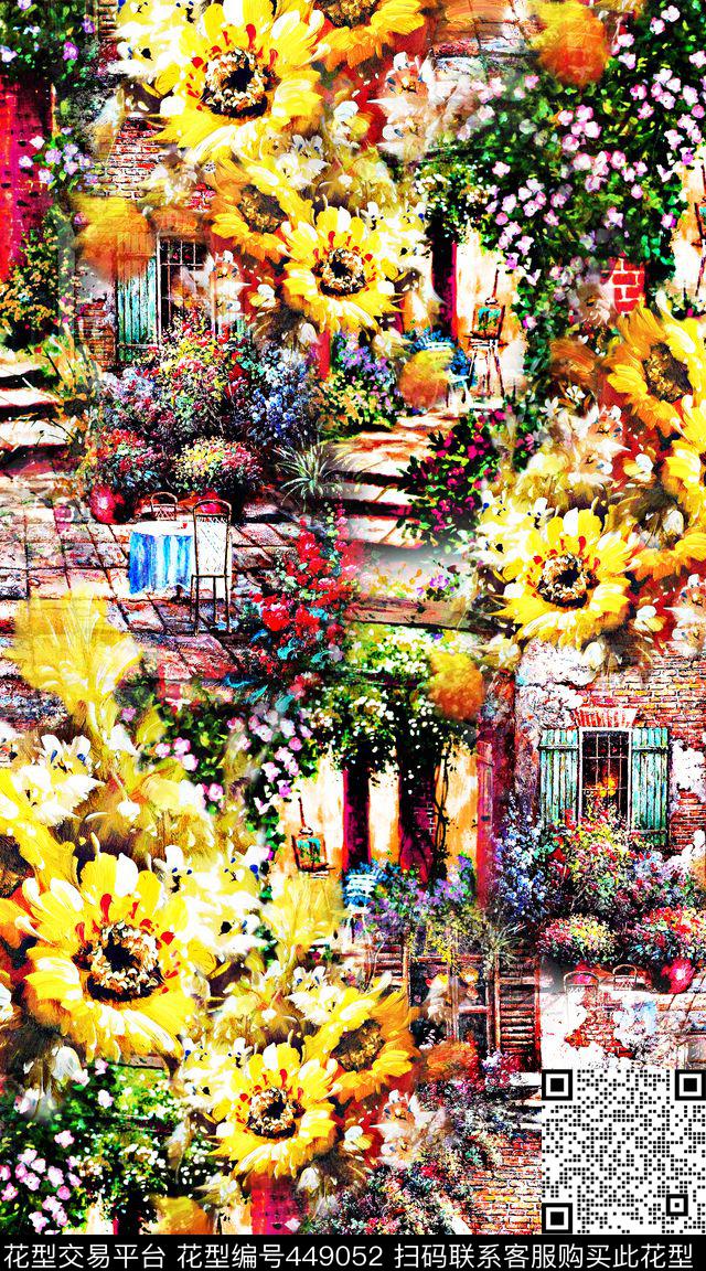 油画花卉田园数码印花华亿平台下载（图片编号: 449052） - 瓦栏（Walan）