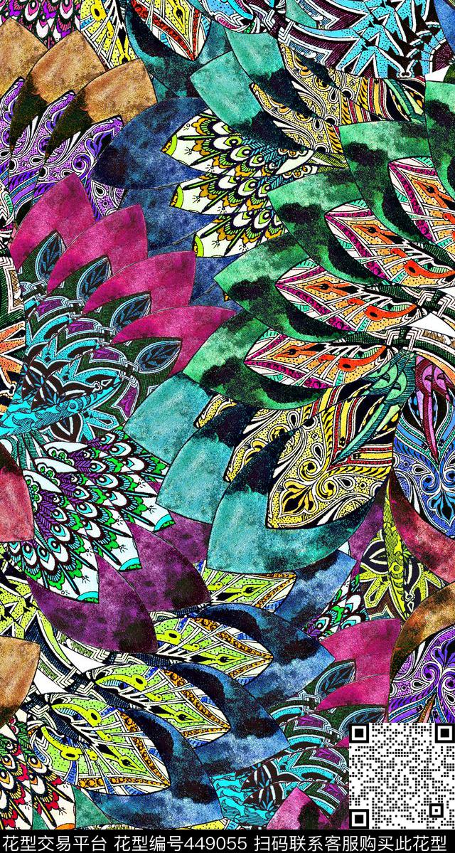 插画抽象创意数码印花华亿平台下载（图片编号: 449055） - 瓦栏（Walan）