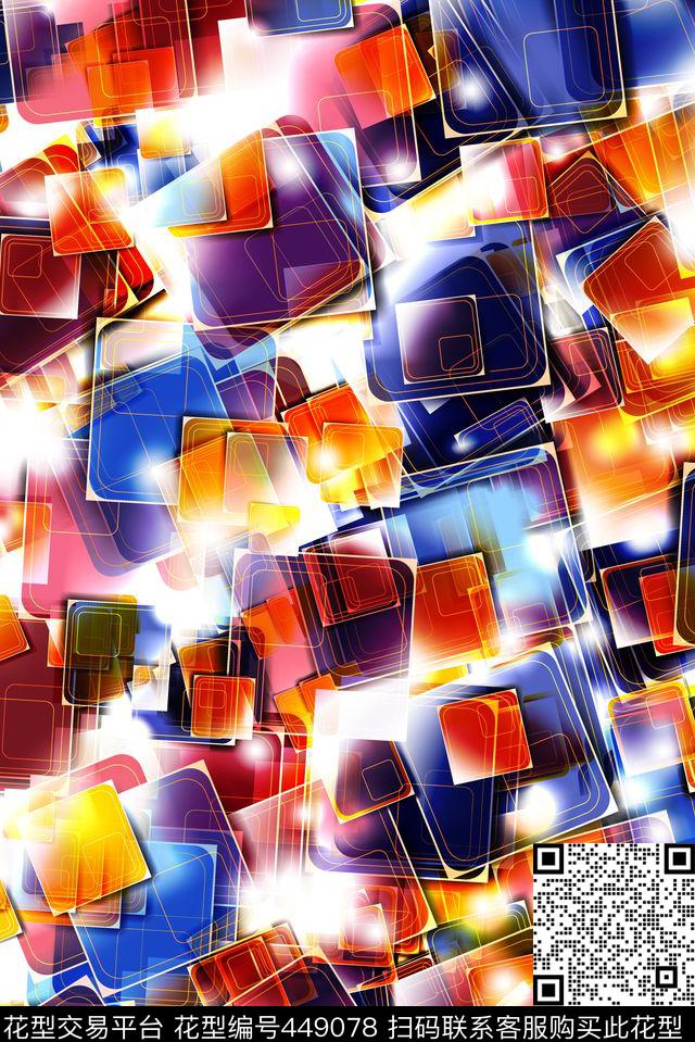抽象创意几何数码印花华亿平台下载（图片编号: 449078） - 瓦栏（Walan）