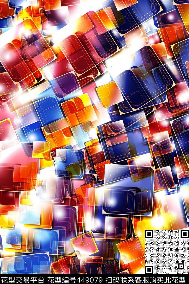 抽象创意几何数码印花华亿平台下载（图片编号: 449079） - 瓦栏（Walan）