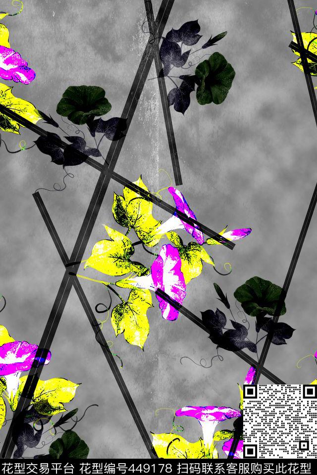 花抽象不规则数码印花华亿平台下载（图片编号: 449178） - 瓦栏（Walan）