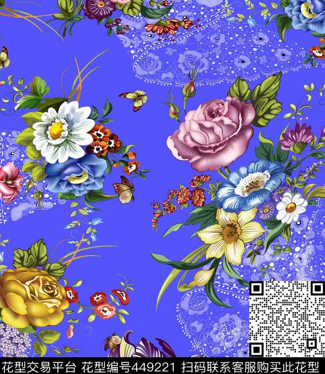 潮流花草精美传统印花华亿平台下载（图片编号: 449221） - 瓦栏（Walan）