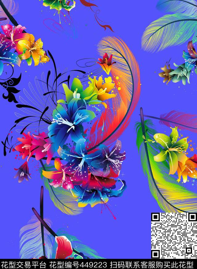 潮流花草精美传统印花华亿平台下载（图片编号: 449223） - 瓦栏（Walan）