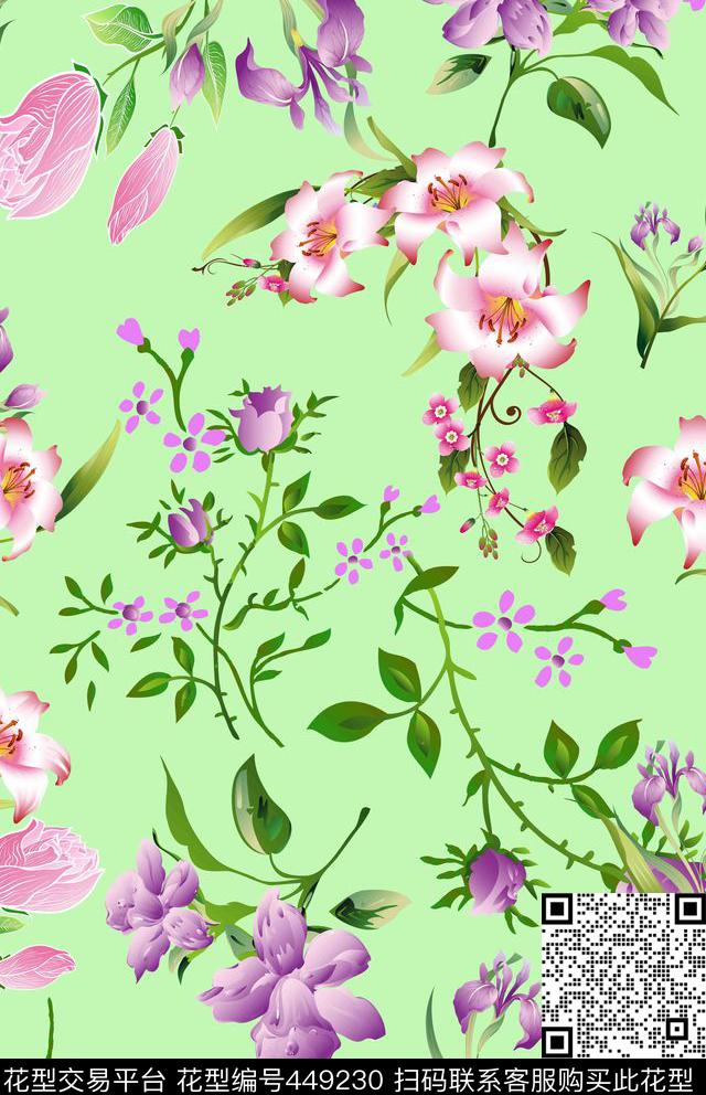 潮流花草精美传统印花华亿平台下载（图片编号: 449230） - 瓦栏（Walan）