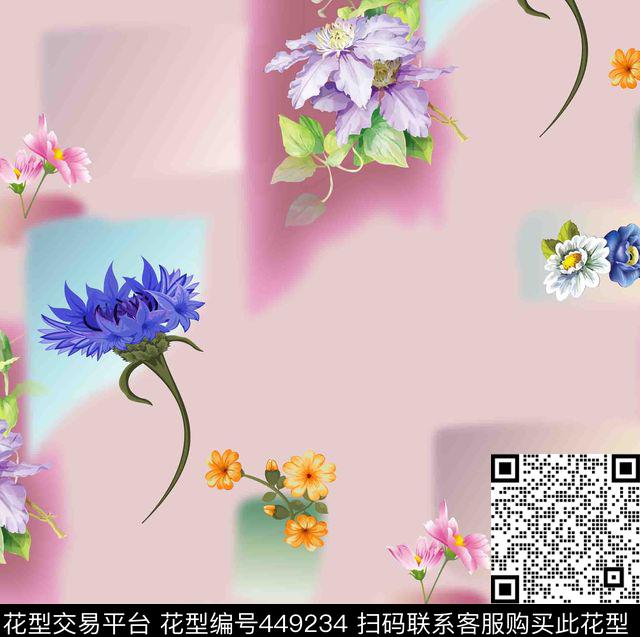 复古墨迹花草手绘传统印花华亿平台下载（图片编号: 449234） - 瓦栏（Walan）