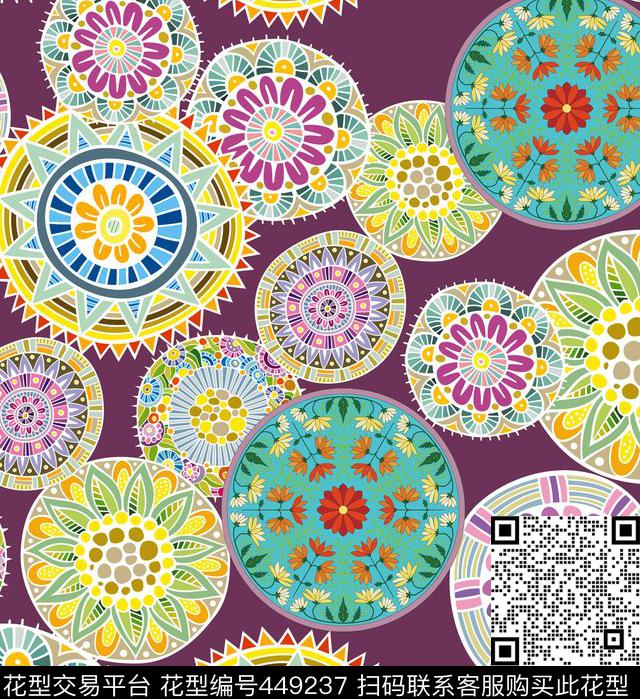 几何欧美复古传统印花华亿平台下载（图片编号: 449237） - 瓦栏（Walan）