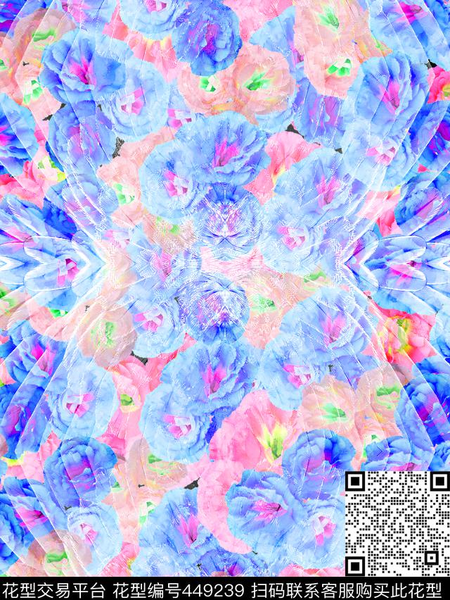 田园花朵羽毛纹样数码印花华亿平台下载（图片编号: 449239） - 瓦栏（Walan）
