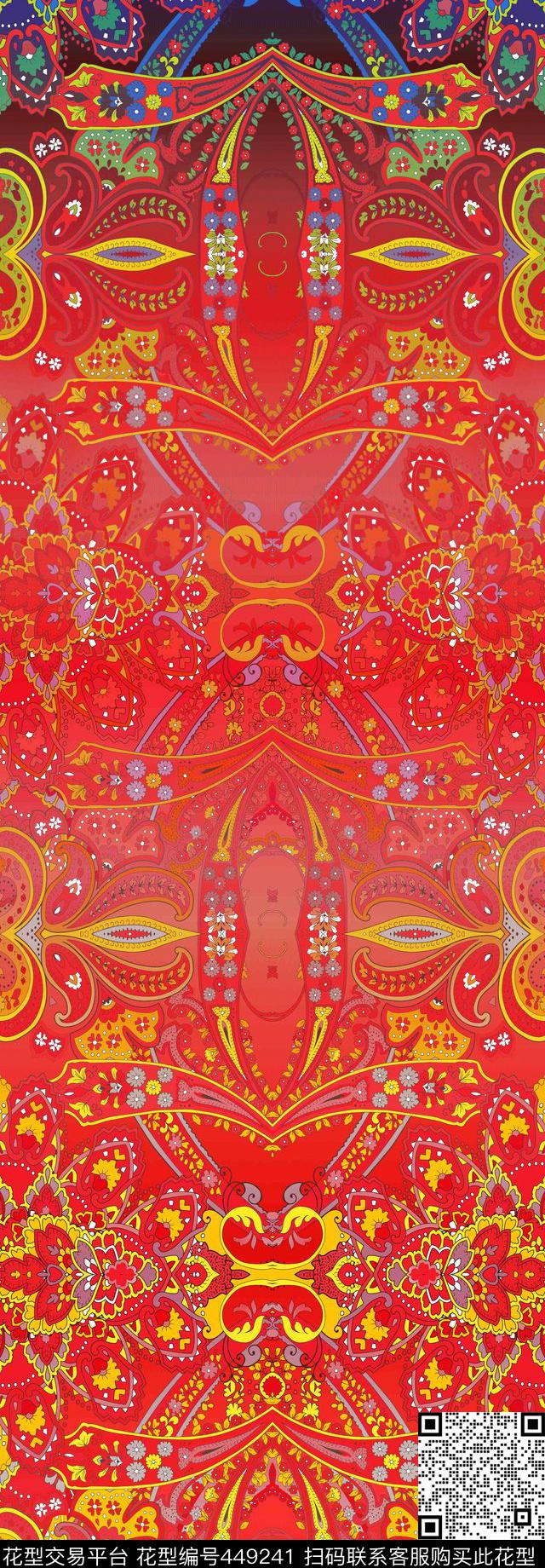 复古花纹民族风传统印花华亿平台下载（图片编号: 449241） - 瓦栏（Walan）