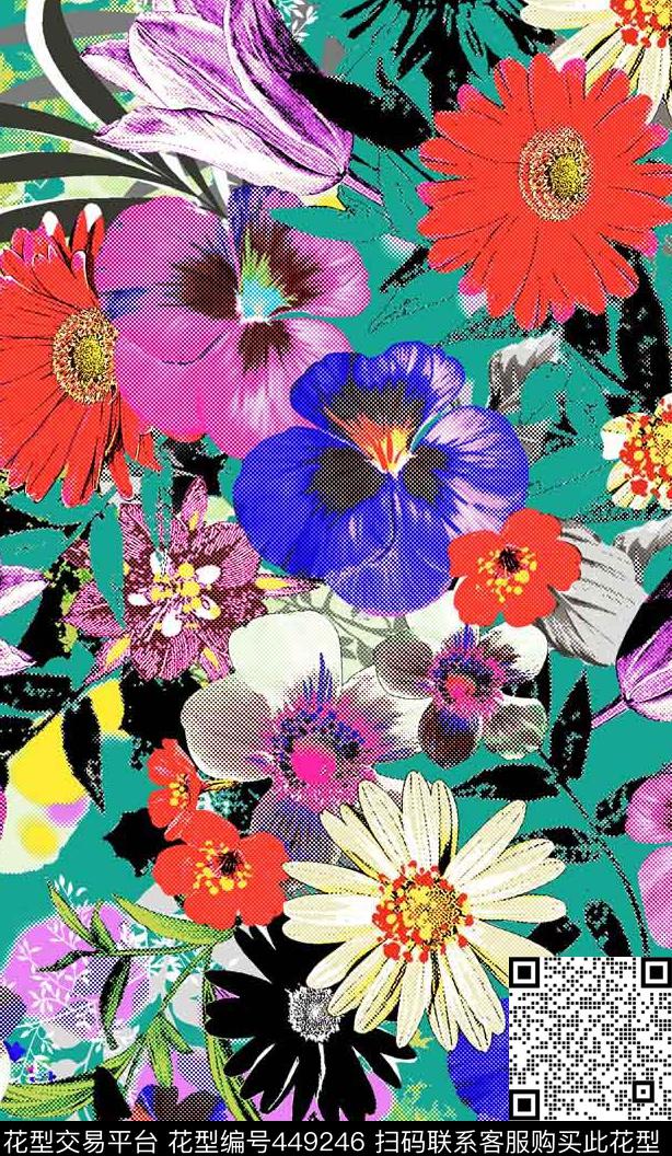 潮流花草精美传统印花华亿平台下载（图片编号: 449246） - 瓦栏（Walan）