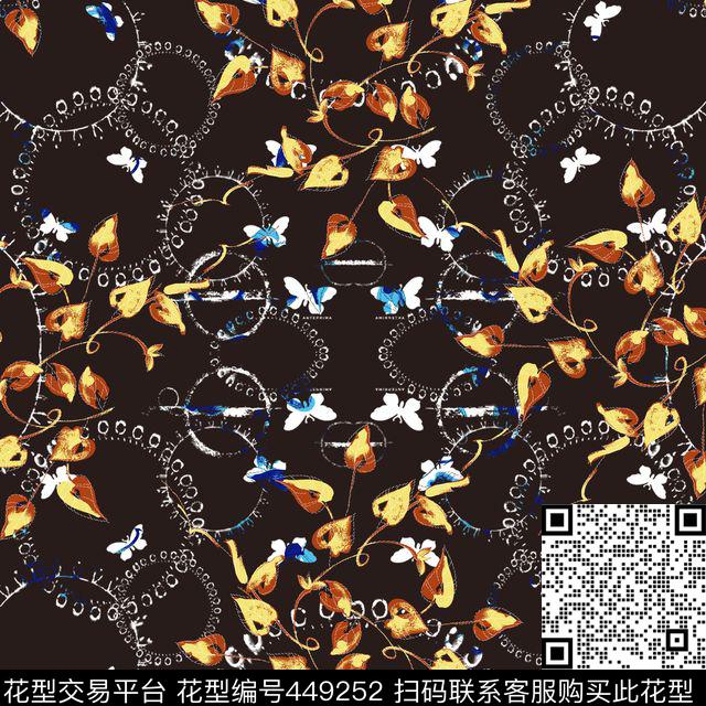 几何叶子点状线条数码印花华亿平台下载（图片编号: 449252） - 瓦栏（Walan）