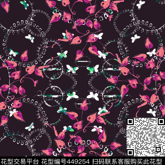 几何叶子点状线条数码印花华亿平台下载（图片编号: 449254） - 瓦栏（Walan）