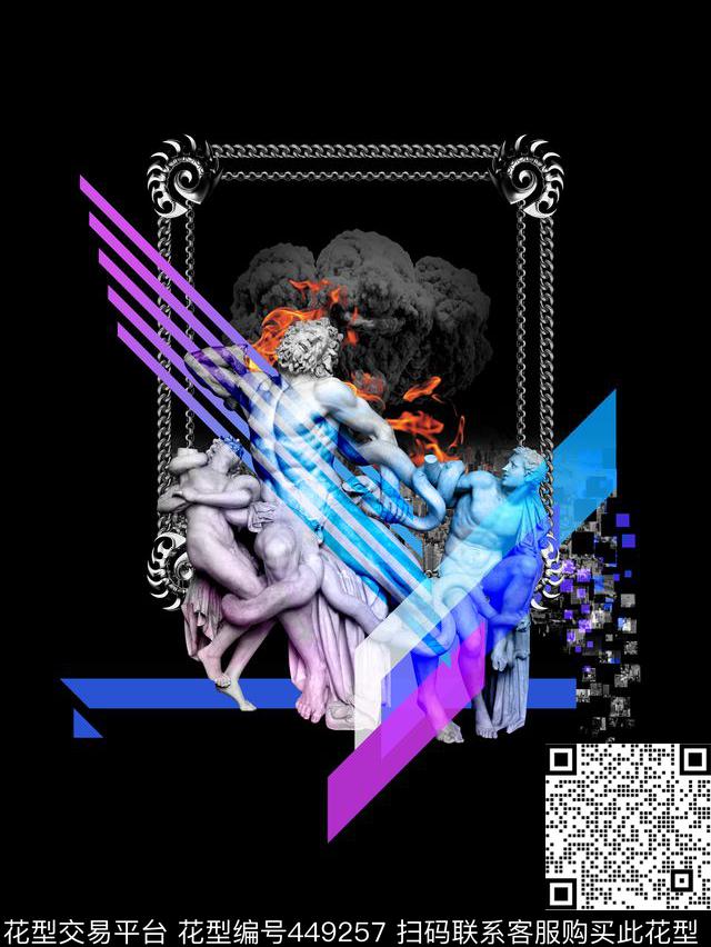 创意男装T恤人物雕像数码印花华亿平台下载（图片编号: 449257） - 瓦栏（Walan）