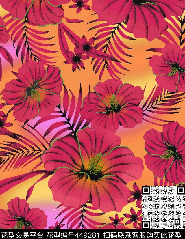 潮流花草精美传统印花华亿平台下载（图片编号: 449281） - 瓦栏（Walan）