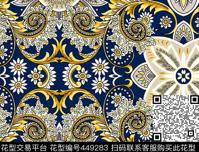 复古花纹精美传统印花华亿平台下载（图片编号: 449283） - 瓦栏（Walan）