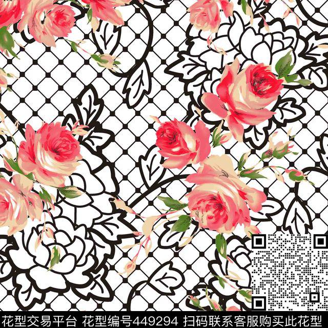 复古花草手绘传统印花华亿平台下载（图片编号: 449294） - 瓦栏（Walan）