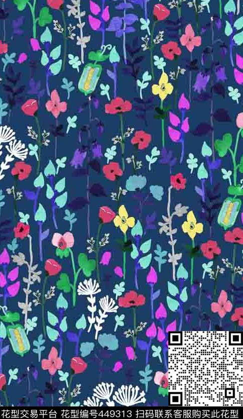 潮流花草精美传统印花华亿平台下载（图片编号: 449313） - 瓦栏（Walan）