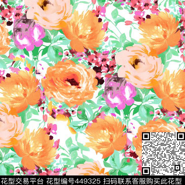 手绘花草精美传统印花华亿平台下载（图片编号: 449325） - 瓦栏（Walan）
