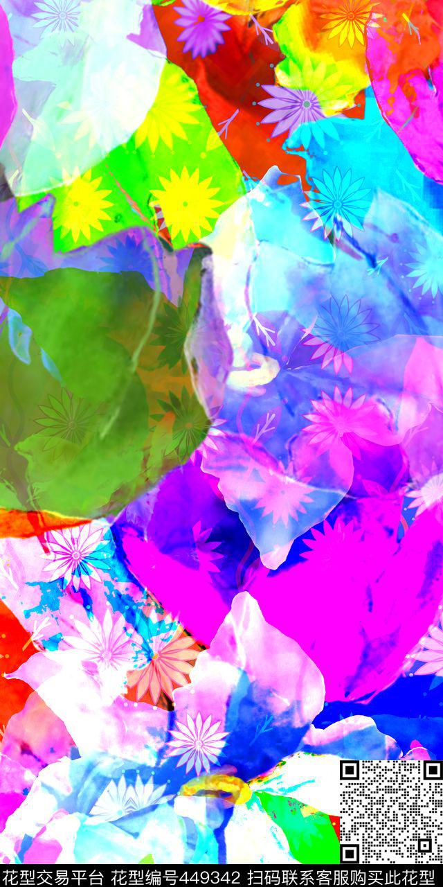 时尚清新元素数码印花华亿平台下载（图片编号: 449342） - 瓦栏（Walan）