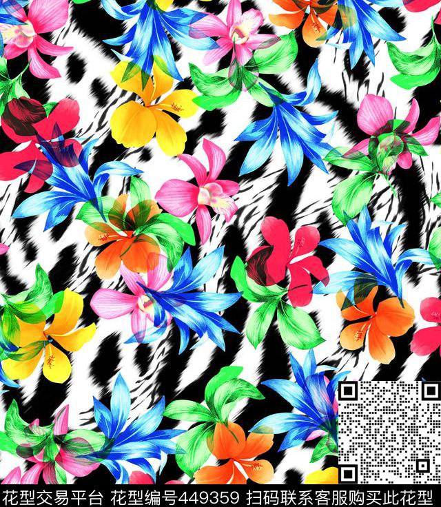 潮流花卉精美数码印花华亿平台下载（图片编号: 449359） - 瓦栏（Walan）
