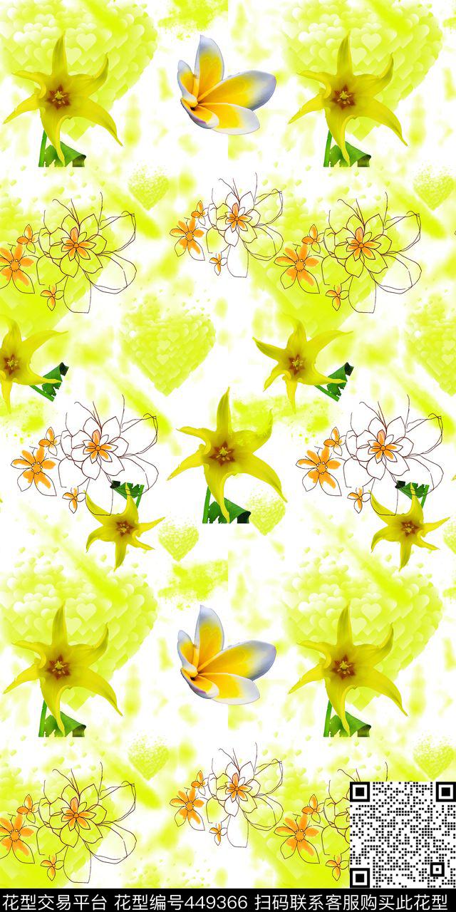 热带风情流行时尚嫩黄数码印花华亿平台下载（图片编号: 449366） - 瓦栏（Walan）