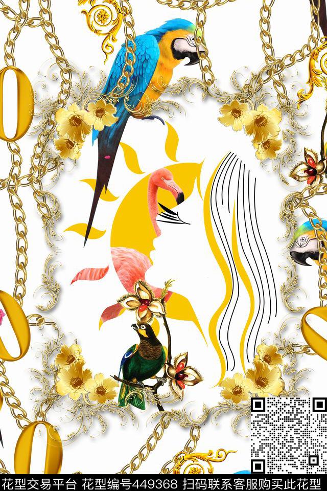 潮牌宫廷风链条数码印花华亿平台下载（图片编号: 449368） - 瓦栏（Walan）