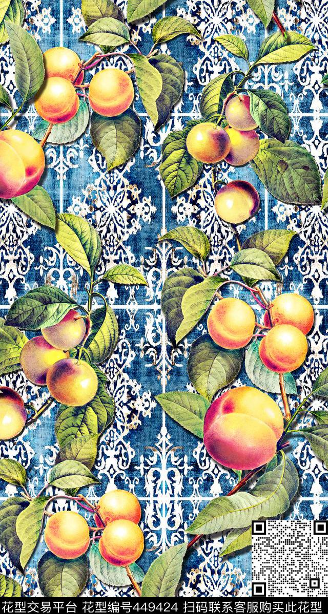 手绘水果欧式数码印花华亿平台下载（图片编号: 449424） - 瓦栏（Walan）
