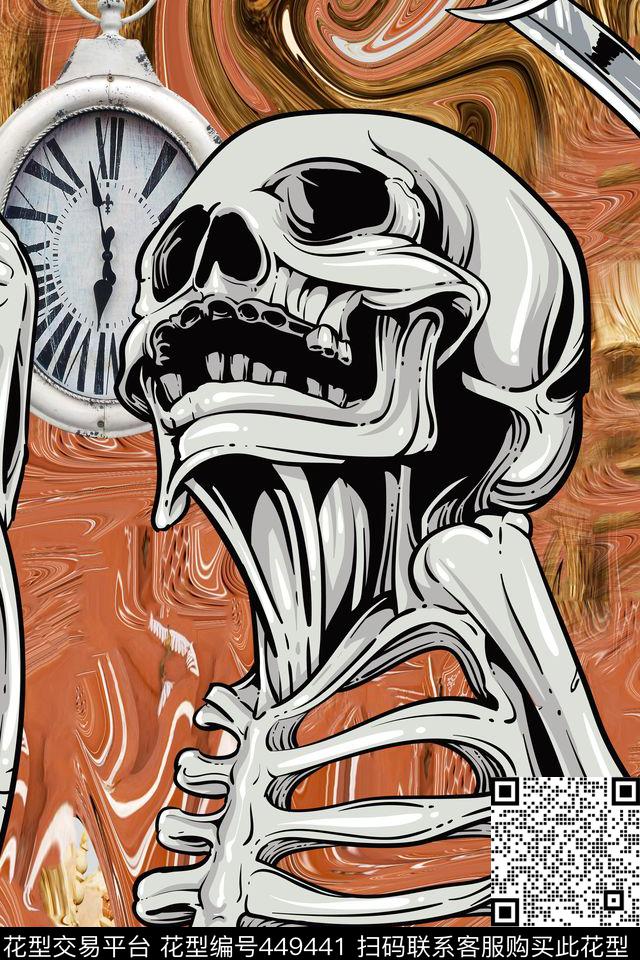 欧式骷髅头大牌数码印花华亿平台下载（图片编号: 449441） - 瓦栏（Walan）