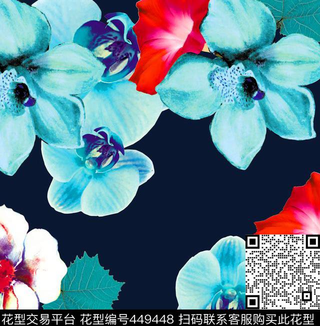 喇叭花兰花欧美数码印花华亿平台下载（图片编号: 449448） - 瓦栏（Walan）