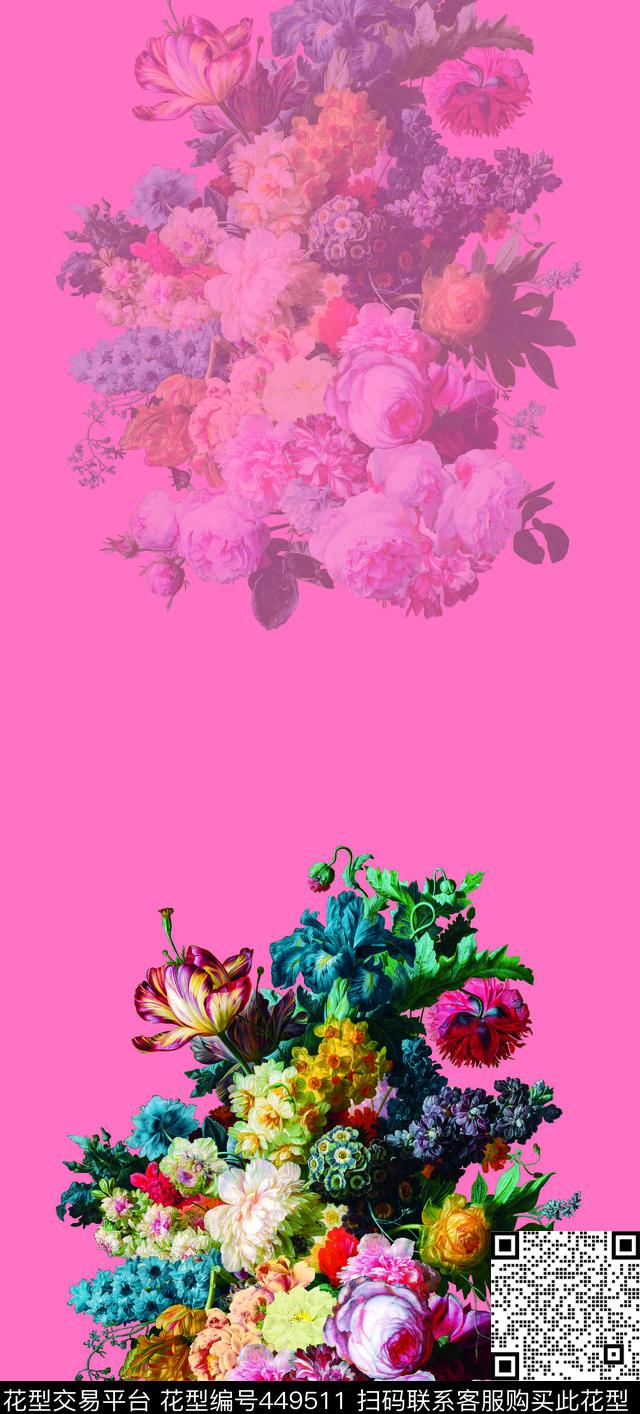 自然花卉旗袍数码印花华亿平台下载（图片编号: 449511） - 瓦栏（Walan）