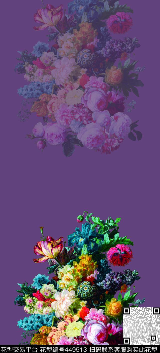 自然花卉旗袍数码印花华亿平台下载（图片编号: 449513） - 瓦栏（Walan）