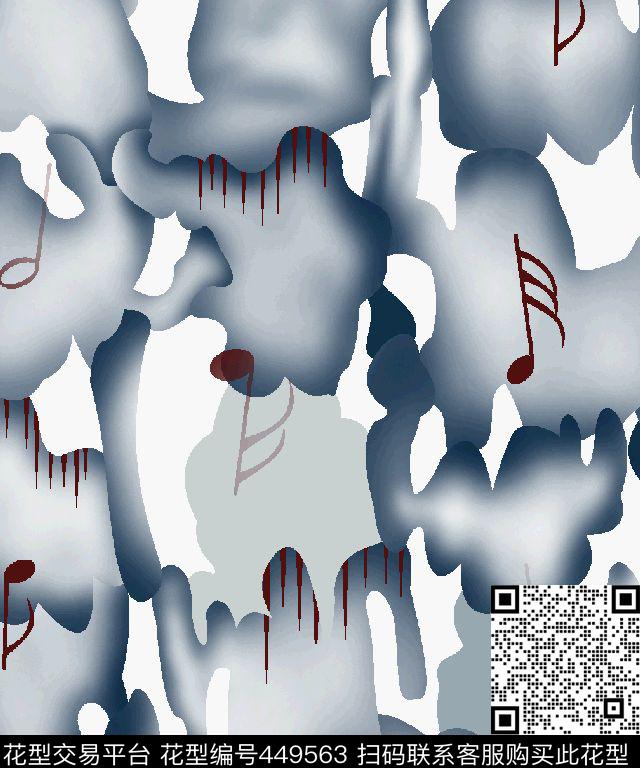 男装华亿平台云纹渐变音乐符号传统印花华亿平台下载（图片编号: 449563） - 瓦栏（Walan）